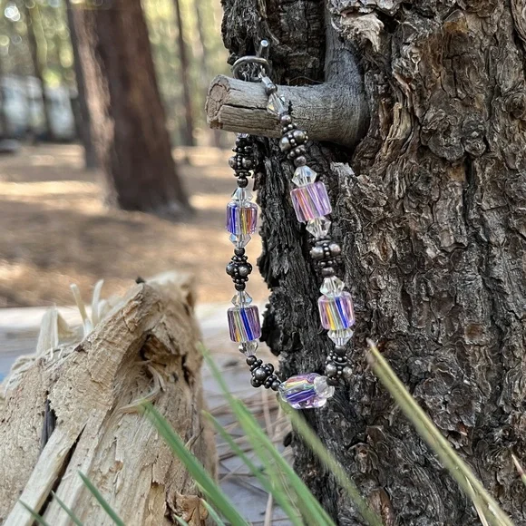 Artisan Murano Glass Crystals Metal Bracelet Vintage - Picture 6 of 6